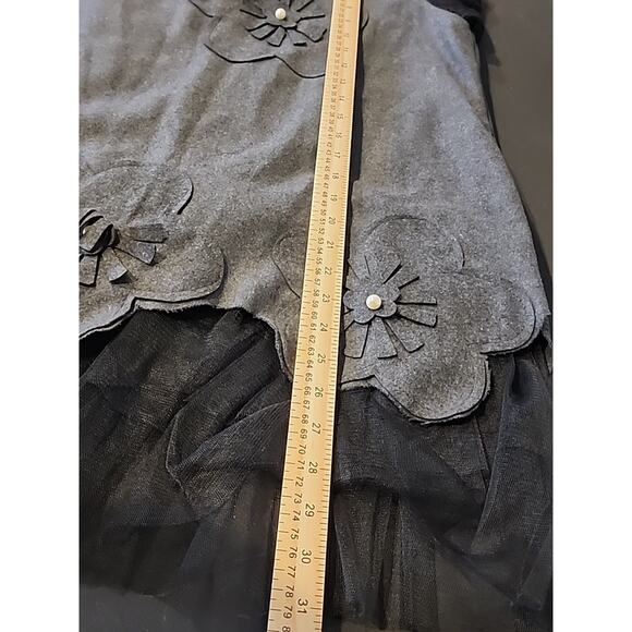 KAWAII LOLITA YI LA KE GREY FLANNEL LACE FLOWERS PEARLS TOP XL (READ) - Picture 9 of 9